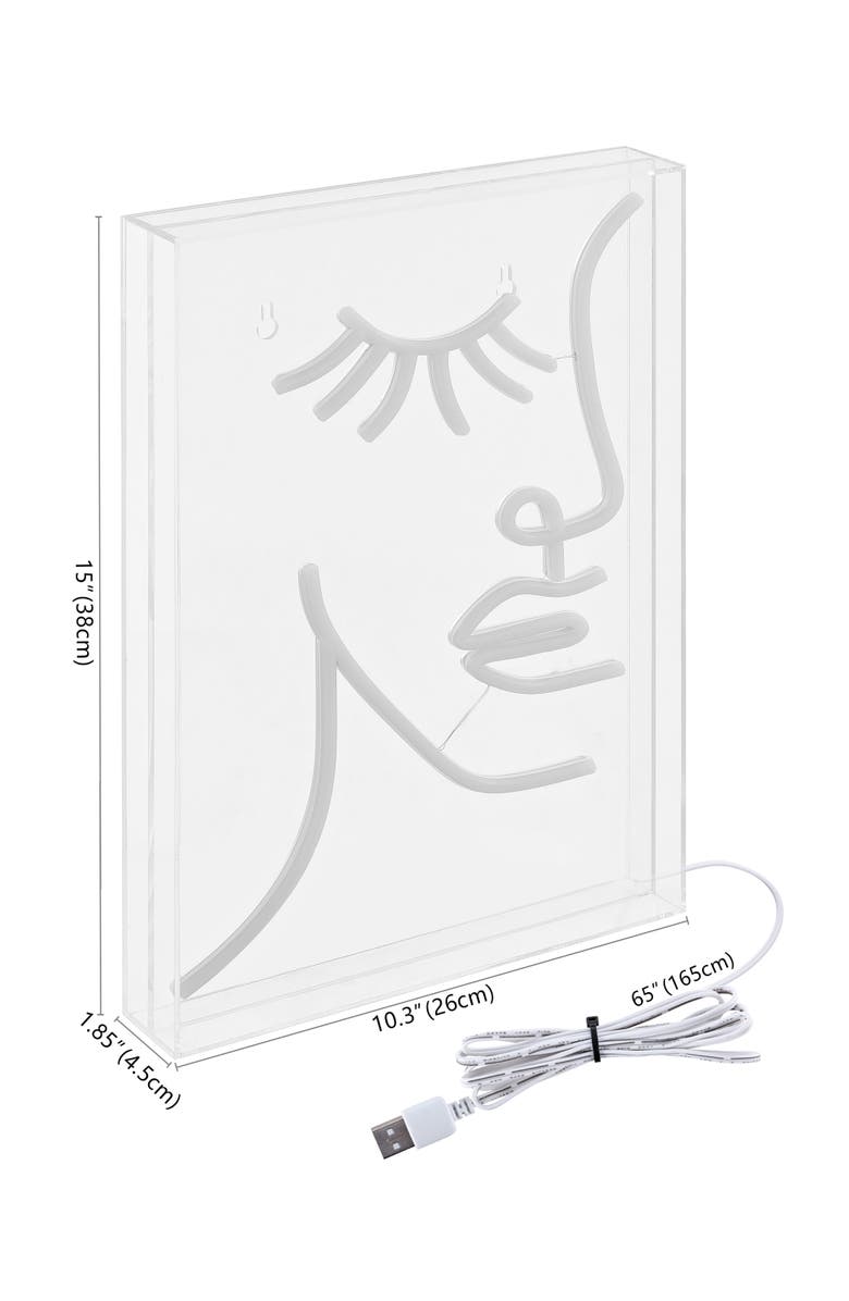 JONATHAN Y Half-Face 10.3" X 15" Contemporary Glam Acrylic Box USB Operated LED Neon Light, Pink, Alternate, color, Pink