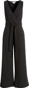 Chelsea28 Pintstripe Faux Wrap Jumpsuit