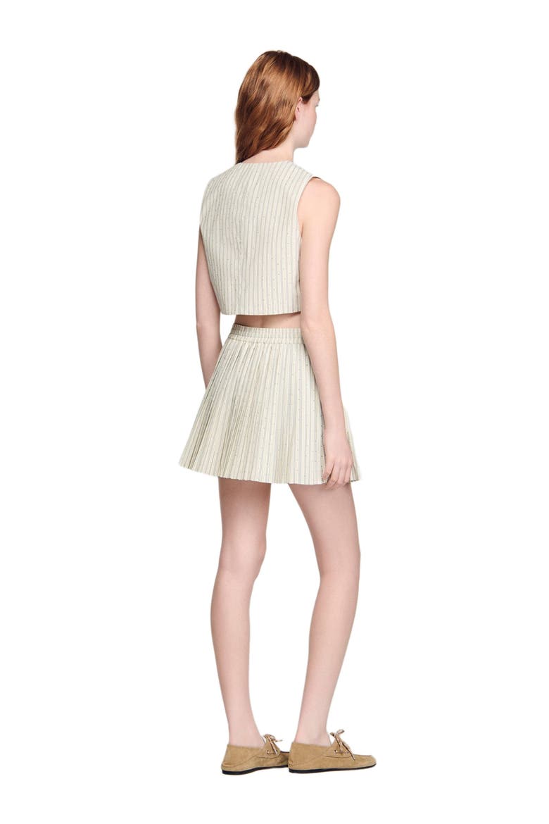 Striped rhinestone crop top, Alternate, color, Ecru