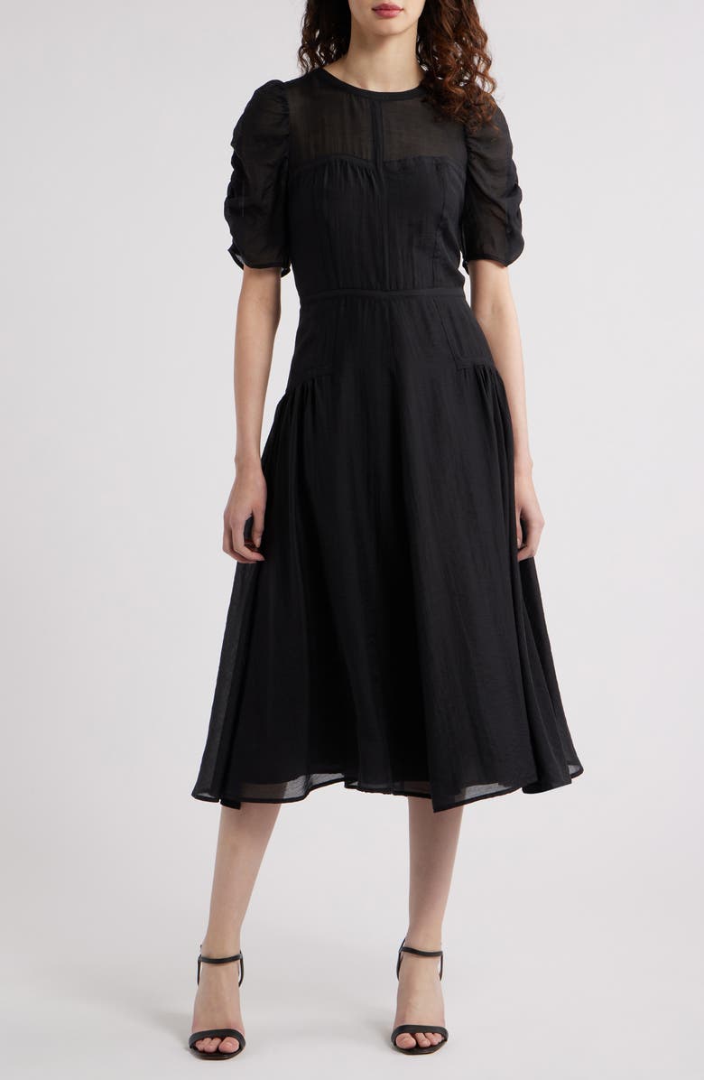 Chelsea28 Puff Sleeve Fit & Flare Midi Dress, Main, color, 