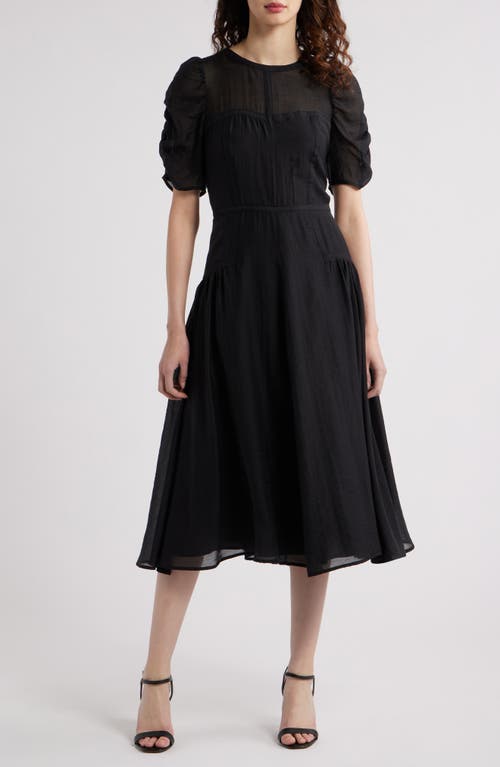 Chelsea28 Puff Sleeve Fit & Flare Midi Dress In Black