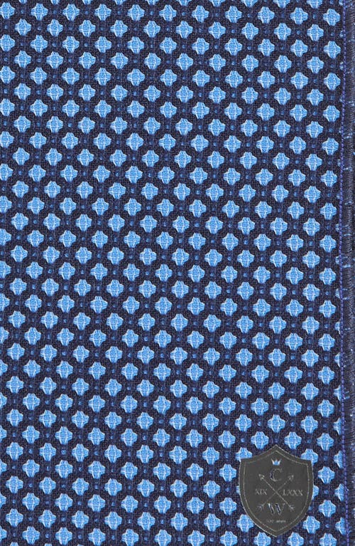 Clifton Wilson Diamond Jacquard Wool Pocket Square In Blue