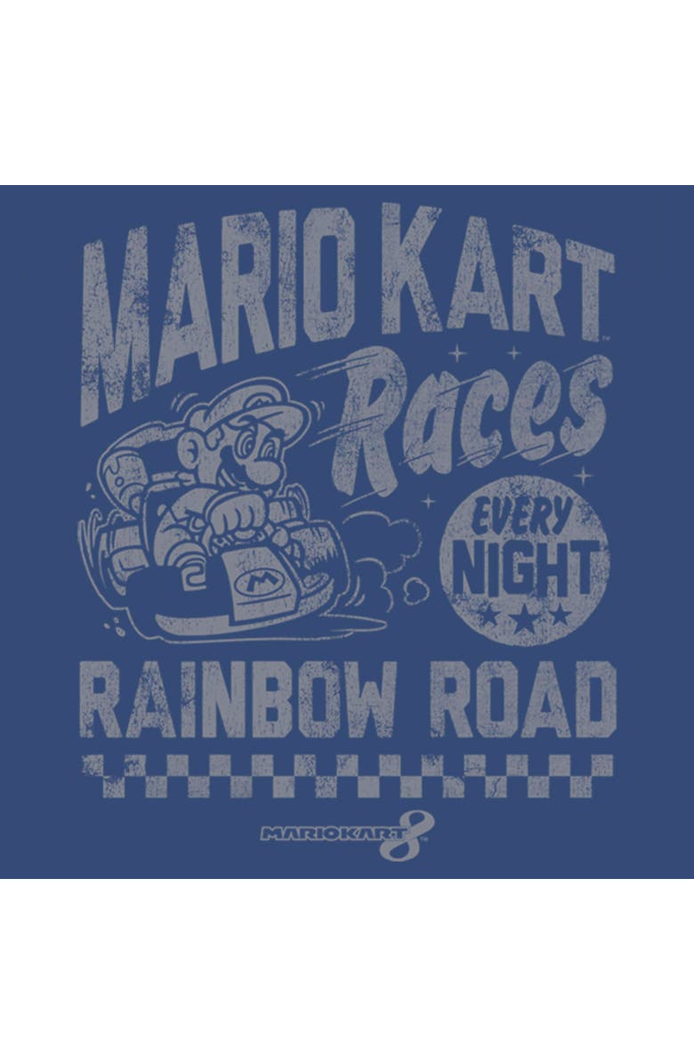 NINTENDO Men's Nintendo Distressed Mario Races Every Night  Graphic T-Shirt, Alternate, color, Navy Blue Heather