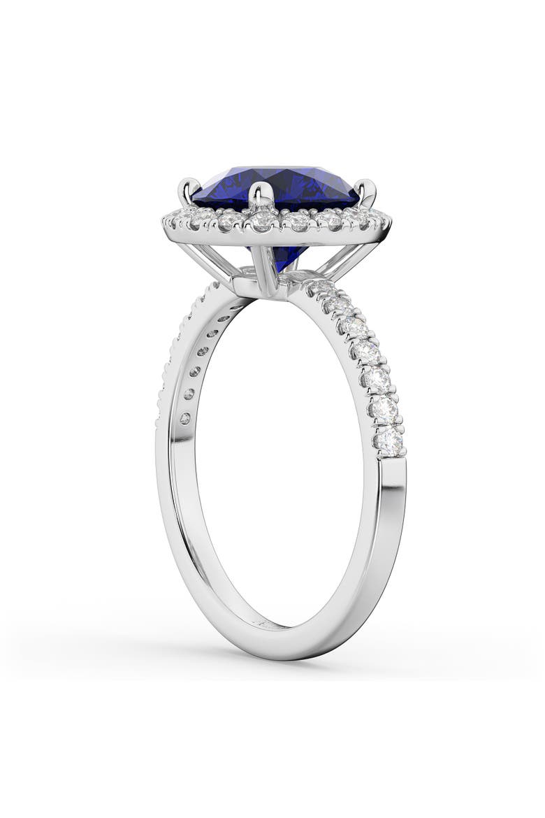 Halo Blue Sapphire & Diamond Engagement Ring 14K Gold, Alternate, color, 2.80ct/White Gold