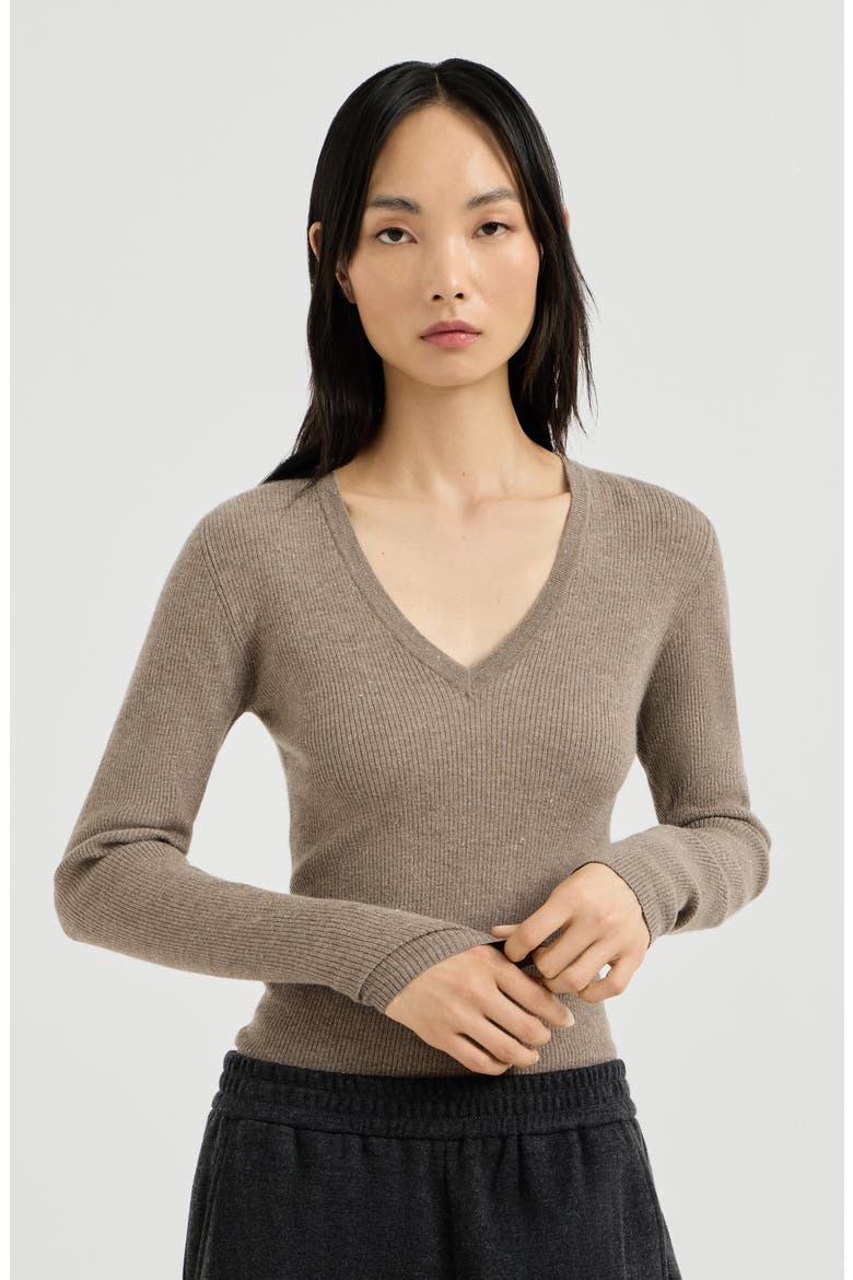Sparkling cashmere ribbed sweater, Main, color, Rope