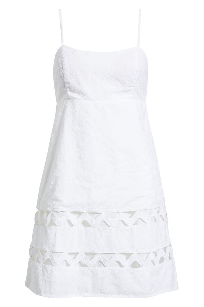 Haliey Tonal Embroidered Rickrack Inset Cotton Sundress, Alternate, color, RESORT WHITE SUN SHOWERS