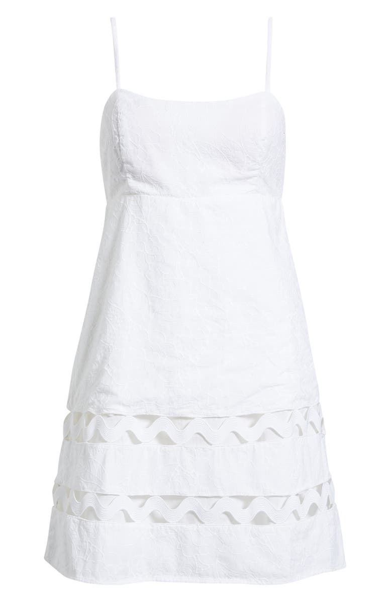 Lilly Pulitzer<sup>®</sup> Haliey Tonal Embroidered Rickrack Inset Cotton Sundress, Main, color, Resort White Sun Showers