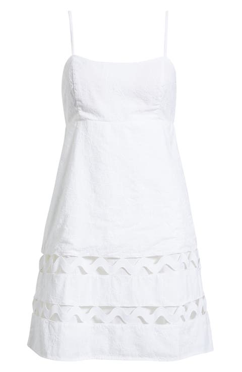 Haliey Tonal Embroidered Rickrack Inset Cotton Sundress