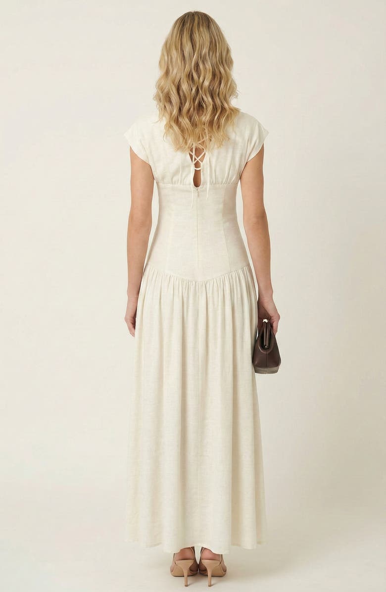 Modenaire Cap-Sleeve Maxi Dress with Lace-Up Back, Alternate, color, 