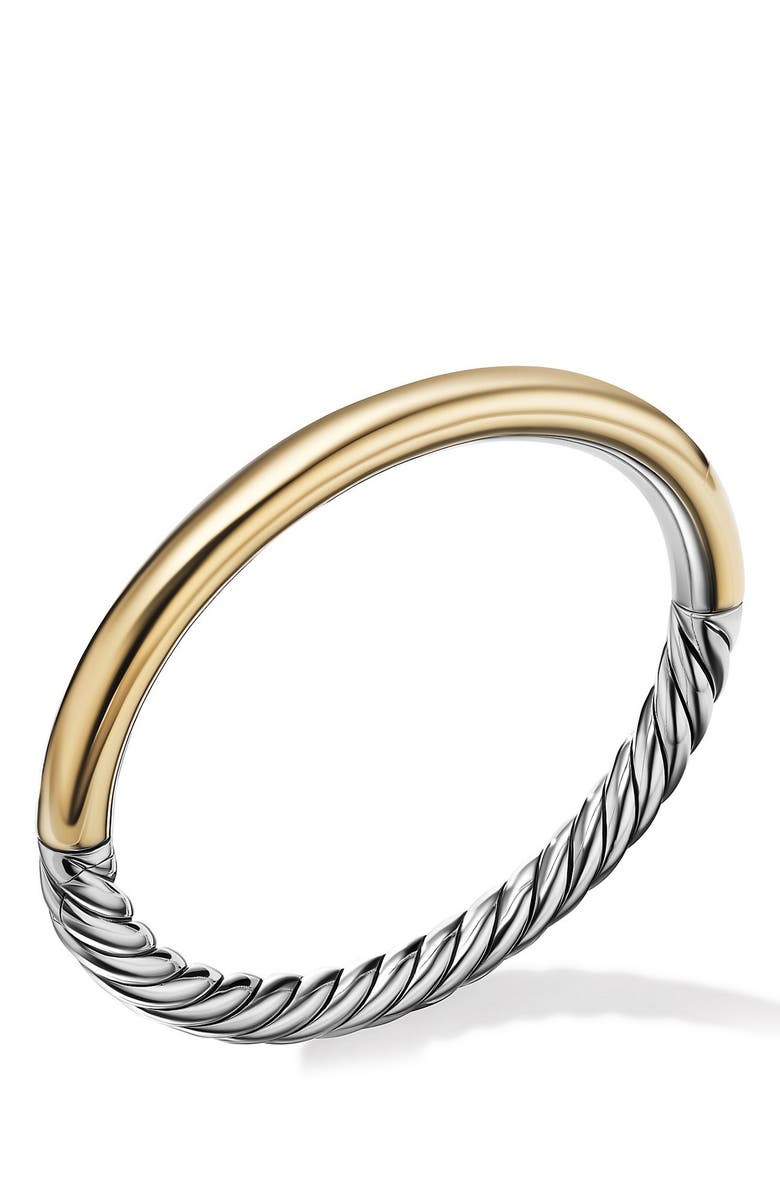 David Yurman Sculpted Cable and Smooth Bracelet in Sterling Silver with 18K Yellow Gold, Alternate, color, 