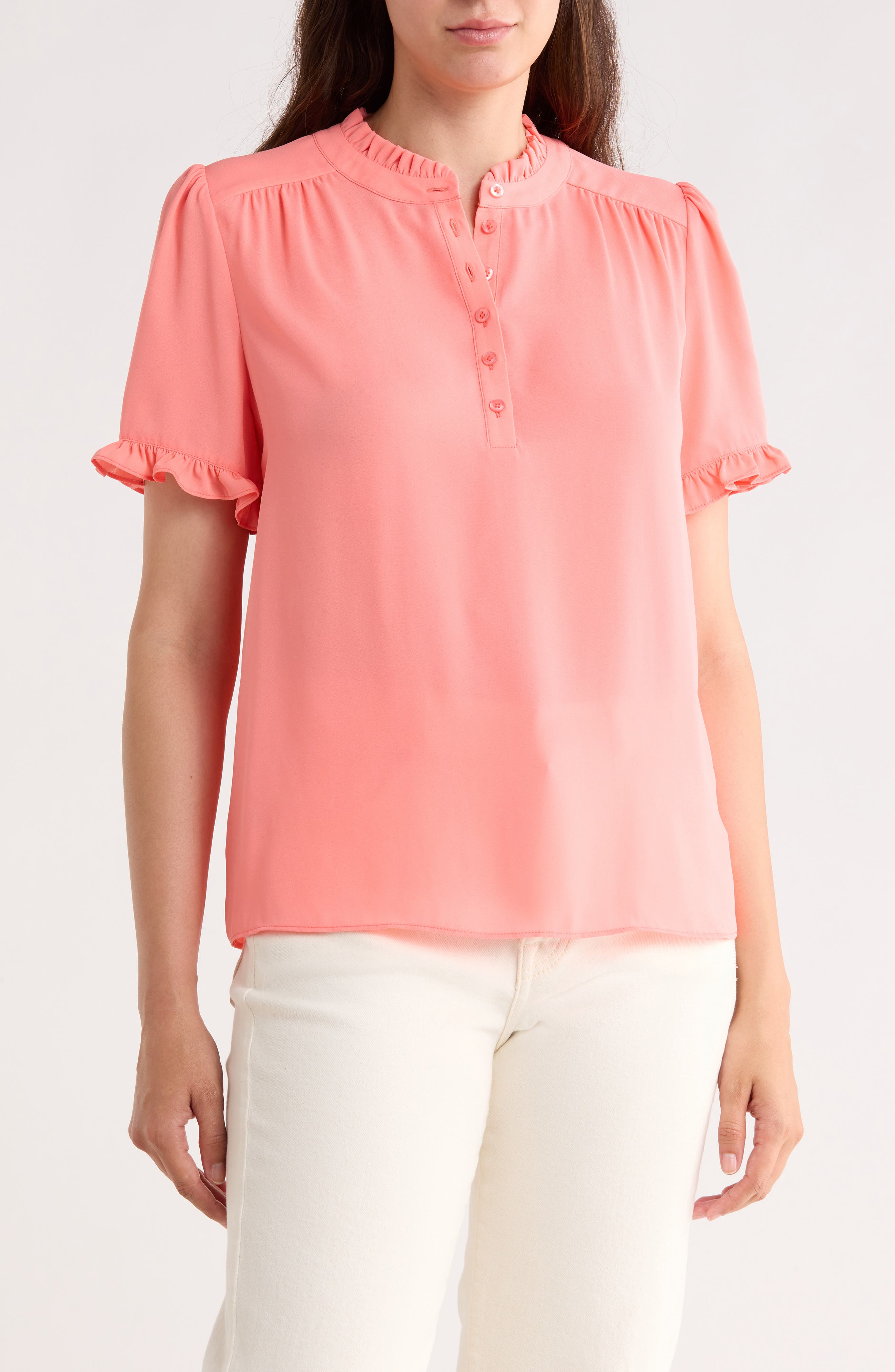 Gemma + Jane Ruffle Neck Short Sleeve Top