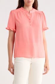 Gemma + Jane Ruffle Neck Short Sleeve Top