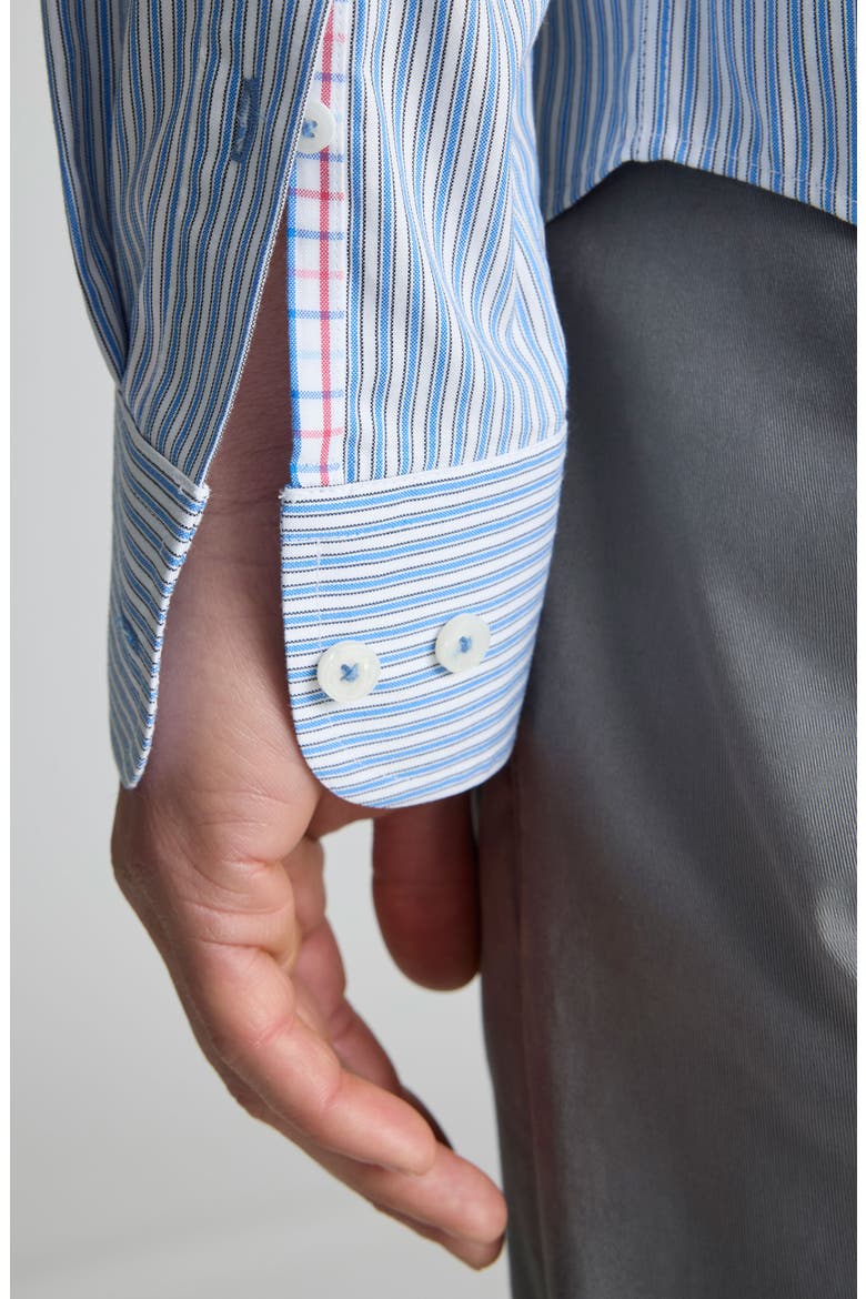 Stripe Wrinkle Free Cotton Button-Up Shirt, Alternate, color, BLUE