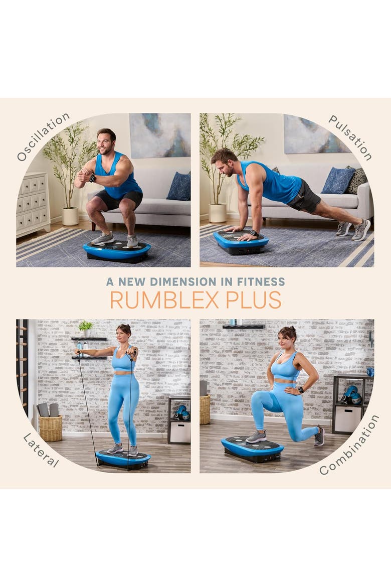 Rumblex Plus 4D Vibration Plate Machine Exercise Machine with Triple Motors for Recovery and Fat Burn, Alternate, color, Blue