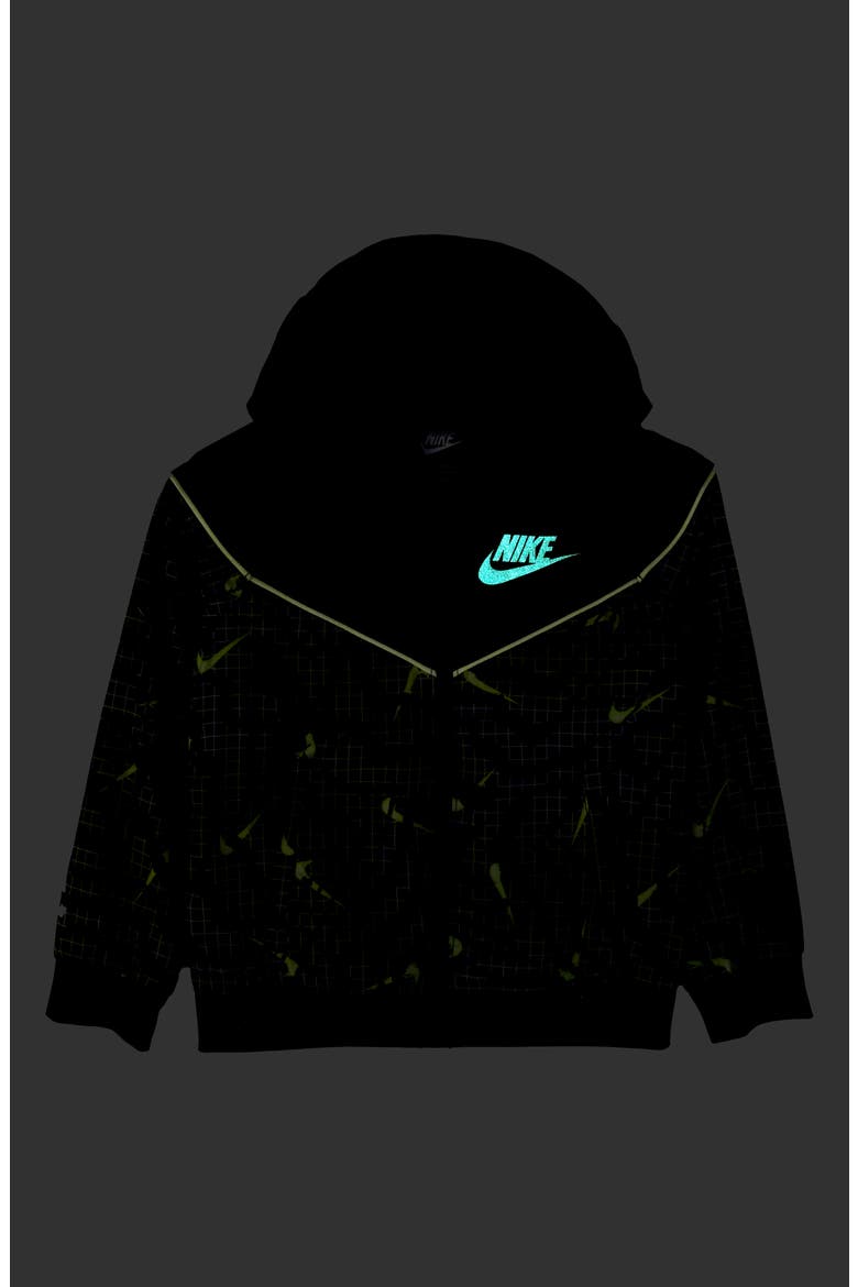 Sportswear Kids' Glow in the Dark Windrunner Hooded Jacket, Alternate, color, BLACK