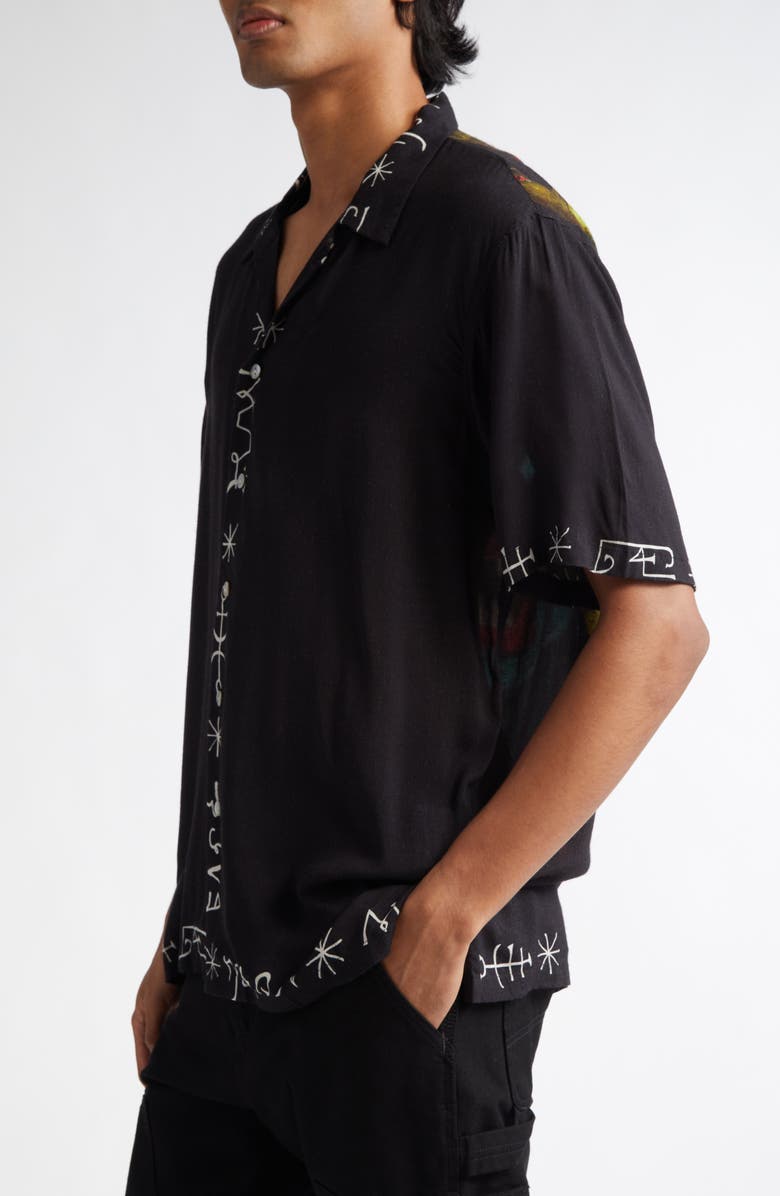 ENDLESS JOY Medusa Print Short Sleeve Button-Up Shirt, Alternate, color,