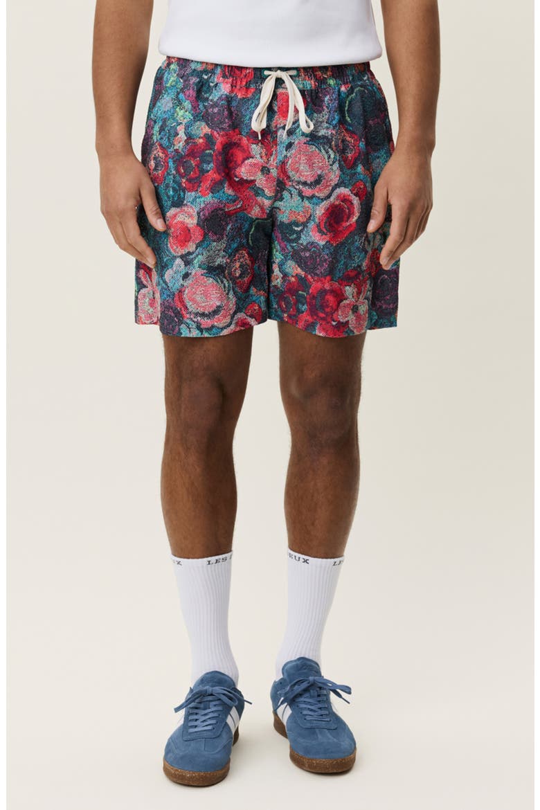 Bouquet Floral Jacquard Swim Trunks, Main, color, BLUE MULTI