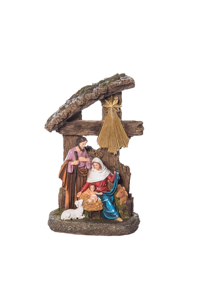 Light Up Holiday Manger Nativity Scene Figurine Multicolor, Alternate, color, Multicolored