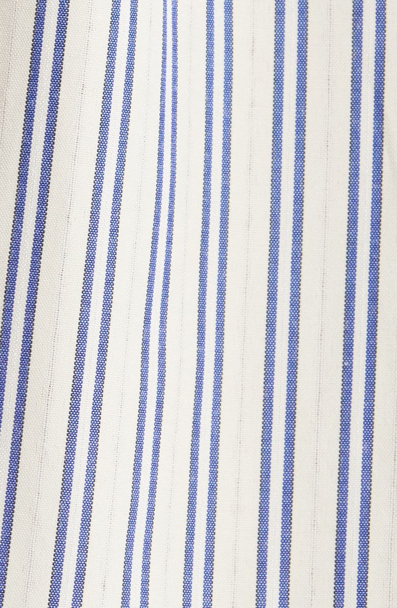 MAUDE CLUB Paige Rosette Detail Stripe Cotton Blend Take, Alternate, color, Sand Navy Stripe