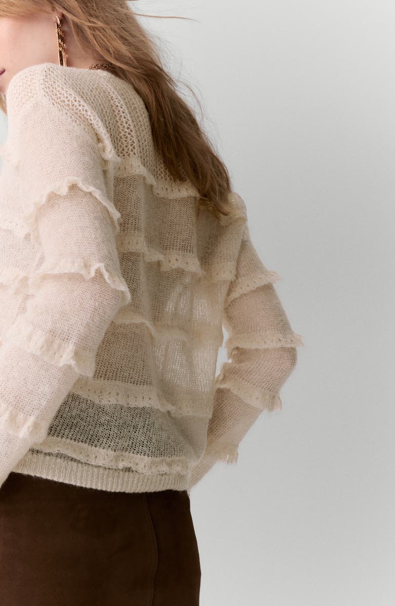 PER UNA BY M&S Sheer Ruffle Jumper, Alternate, color, Oyster Pink