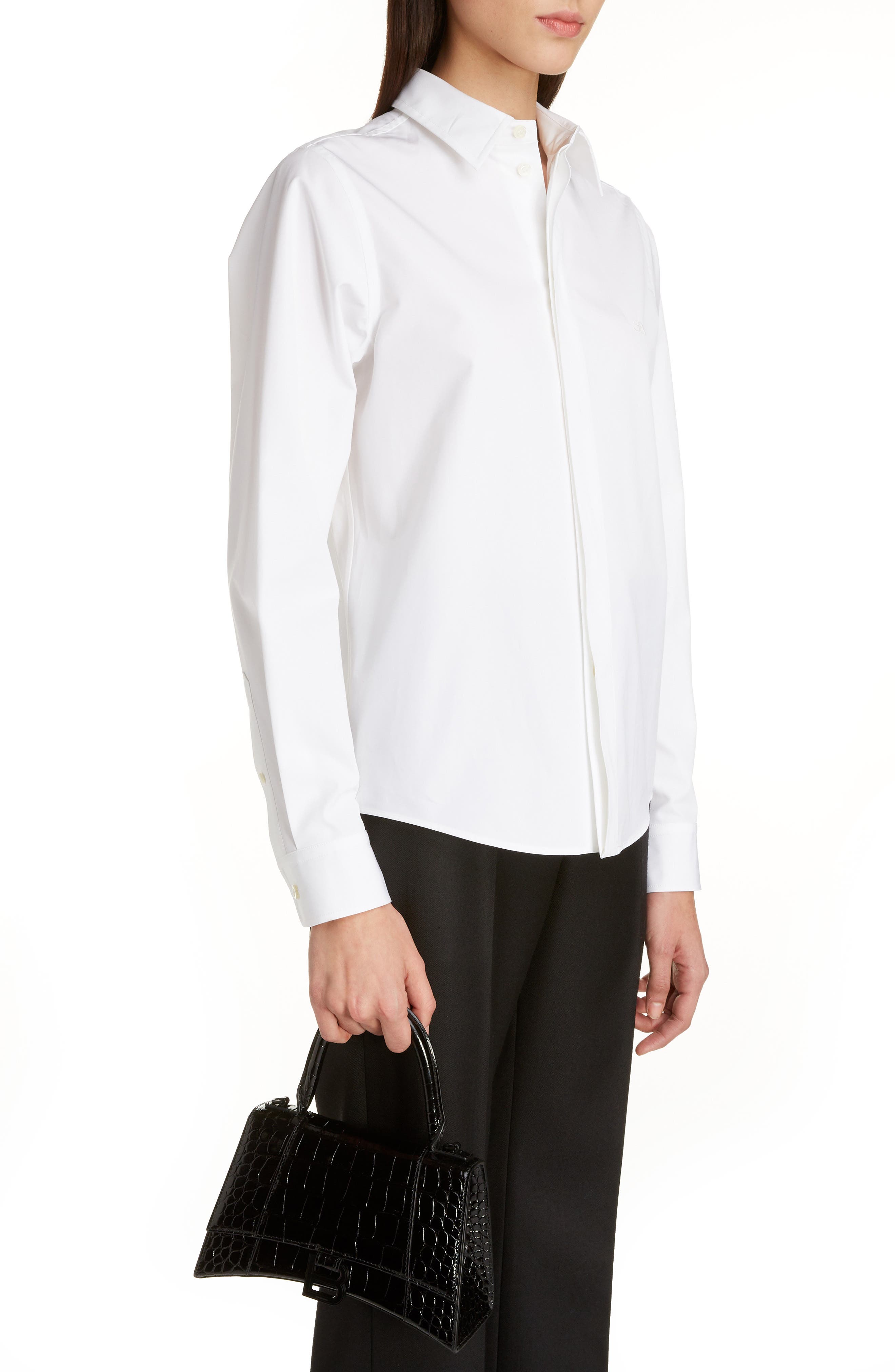 Balenciaga Extra Small Hourglass Croc Embossed Leather Top Handle Bag, Alternate, color, 