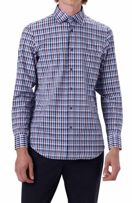 OoohCotton® Tattersall Check Stretch Cotton Button-Up Shirt