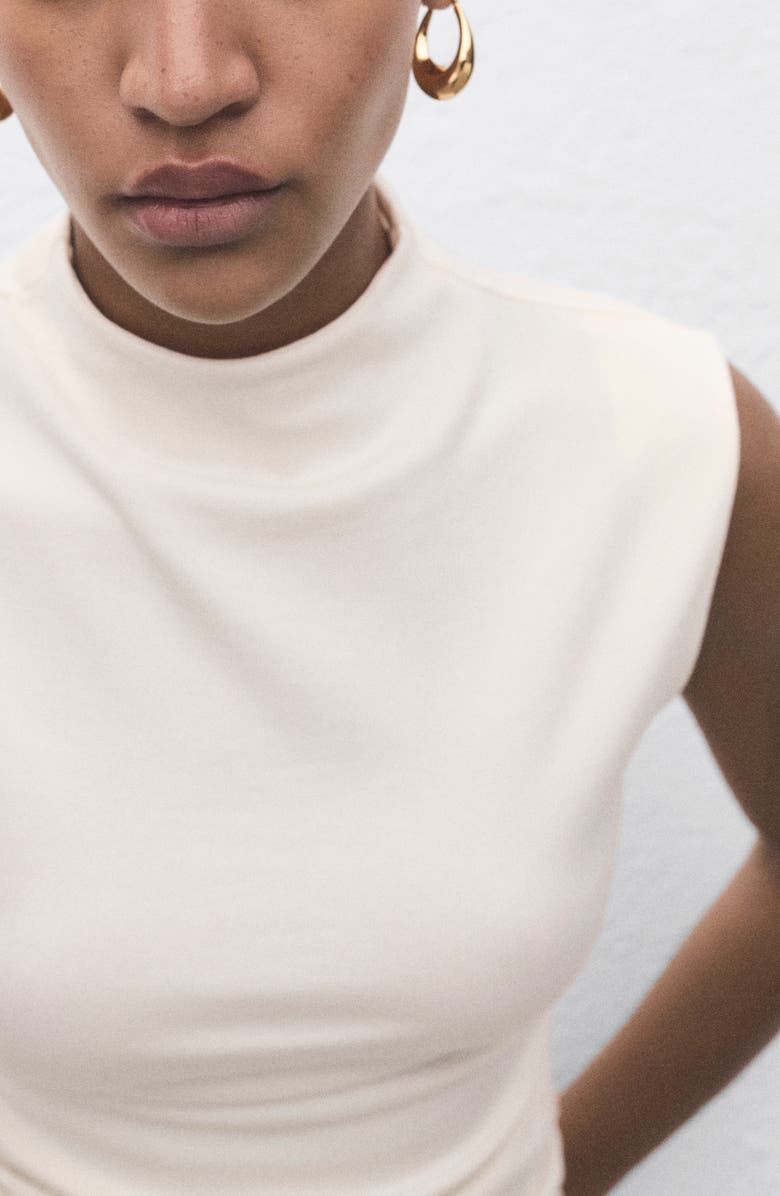 MANGO Ruched Mock Neck Sleeveless Top, Alternate, color, 