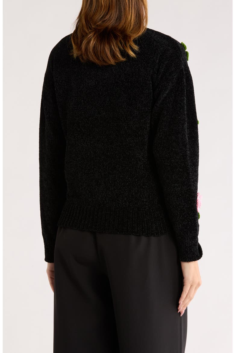 Rosie Floral Appliqué Sweater, Alternate, color, BLACK/ PEACH BEIGE