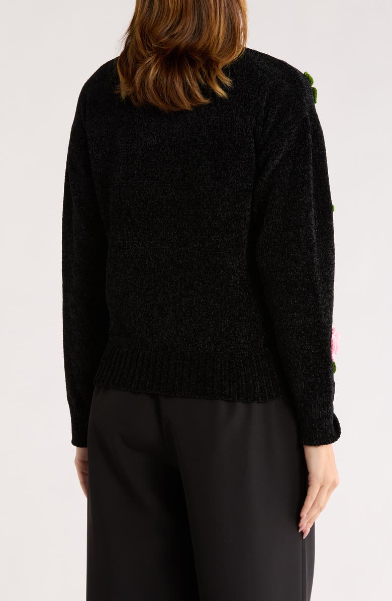 Love By Design Rosie Floral Appliqué Sweater, Alternate, color, Black/ Peach Beige