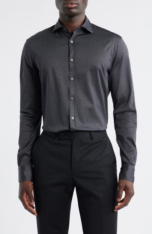 Canali Regular Fit Cotton Jersey Button-up Shirt In Gray