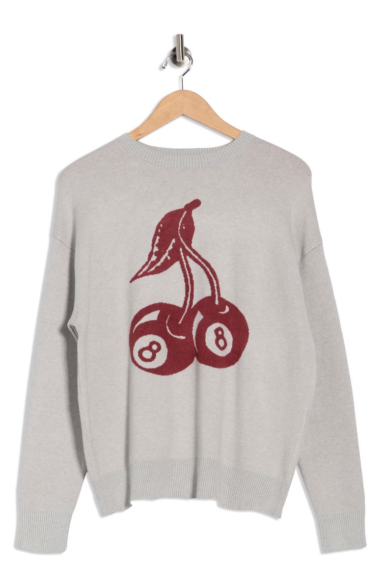 Vigoss Cherry Intarsia Pullover Sweater, Alternate, color, Heather Grey