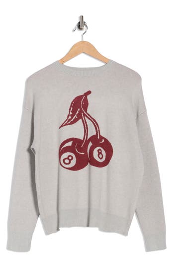 Vigoss Cherry Intarsia Pullover Sweater In Gray