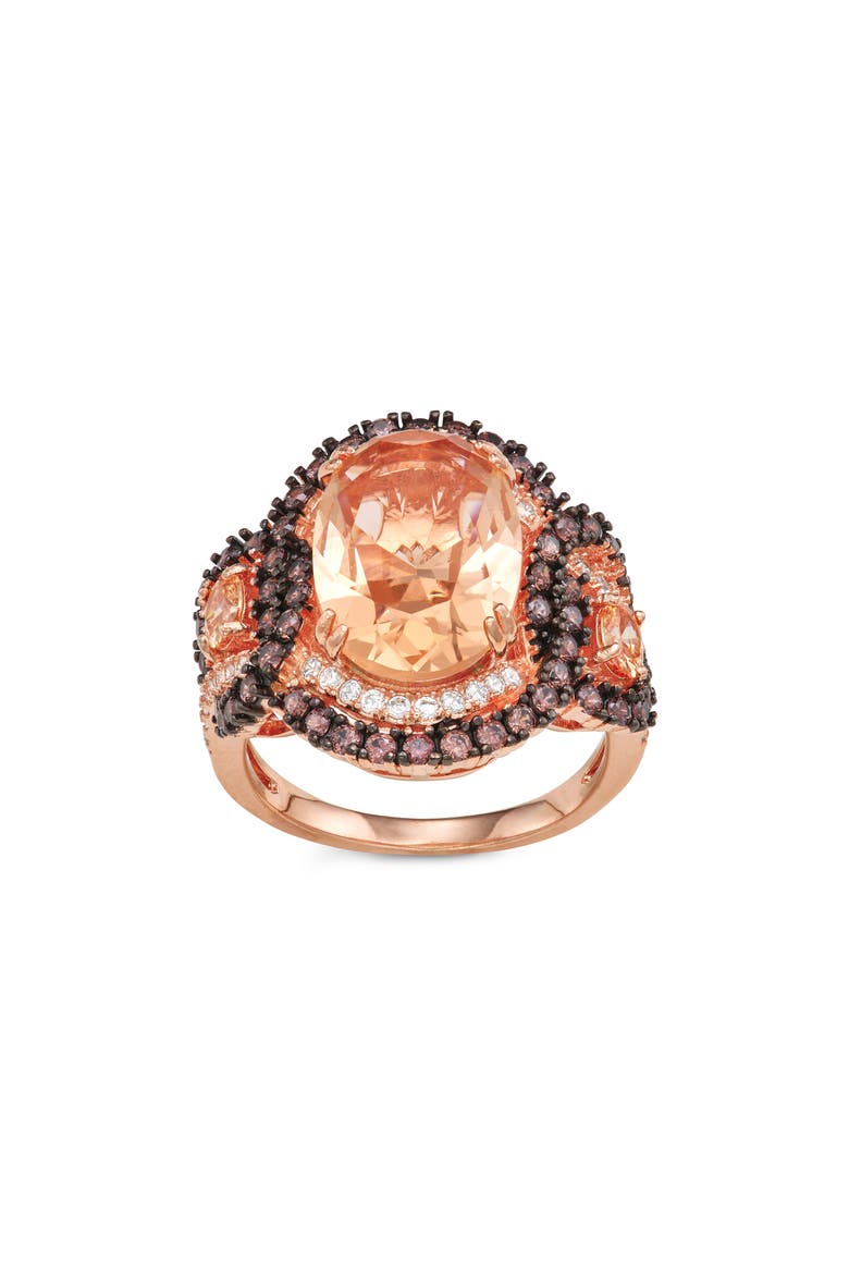 Peach Cubic Zirconia Cocktail Ring, Main, color, PINK