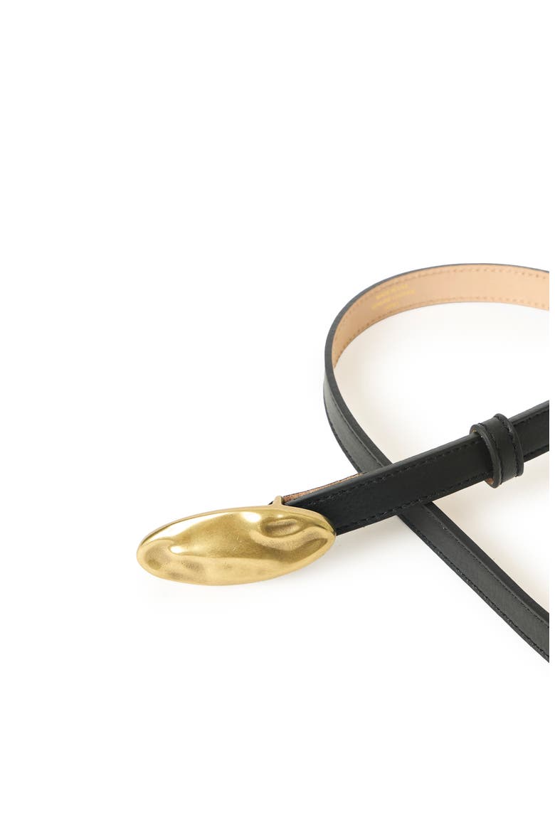Darrian Skinny Leather Belt, Alternate, color, BLACK BRASS