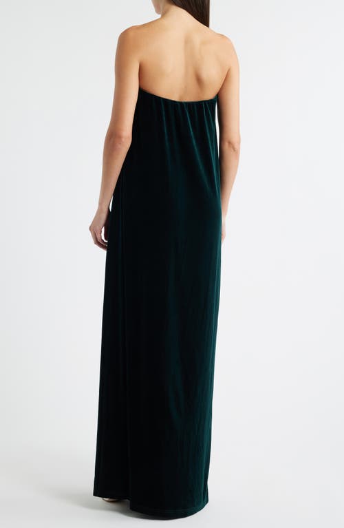 Lucy Paris Breanna Strapless Velvet Gown In Green