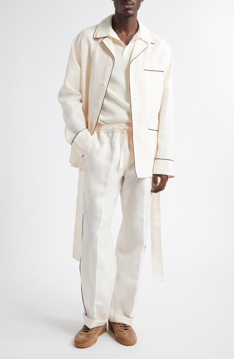 Dolce&Gabbana Linen & Silk Pajama Pants, Alternate, color, W0001 Natural White