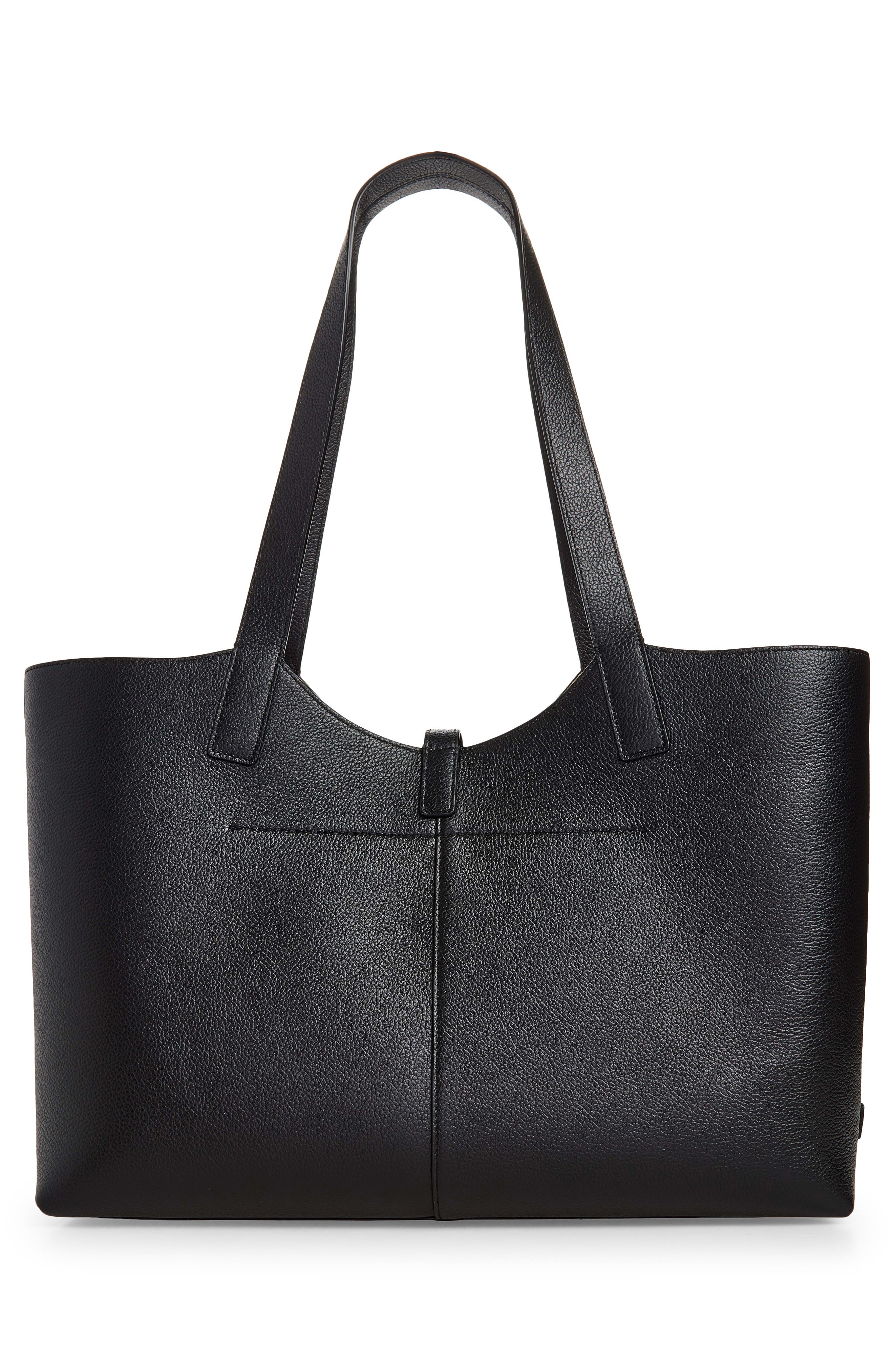 Kite Grain Leather Tote, Alternate, color, BLACK