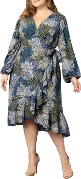 Kiyonna Julia Long Sleeve Midi Wrap Dress