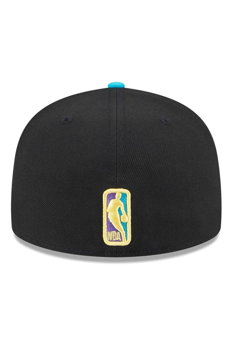 Men's New Era Black/Turquoise Milwaukee Bucks Arcade Scheme 59FIFTY Fitted Hat, Alternate, color, Black