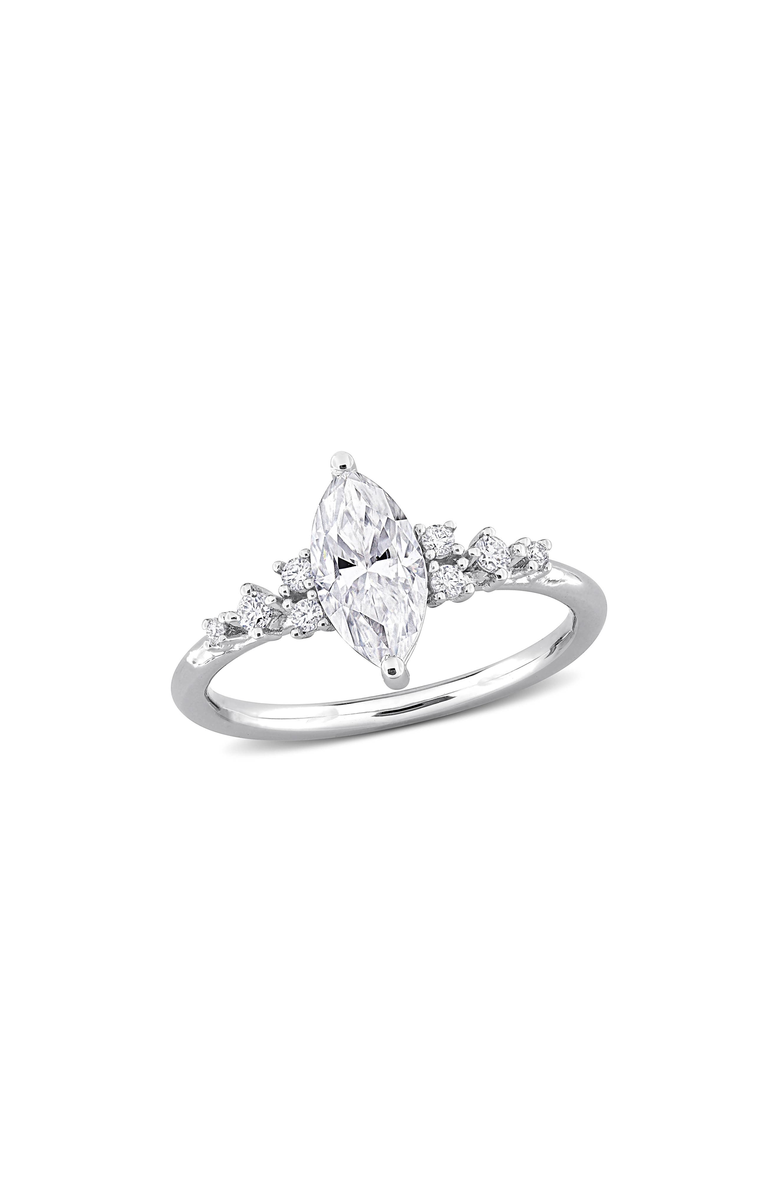 DELMAR Sterling Silver Created Moissanite Ring