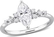 DELMAR Sterling Silver Created Moissanite Ring