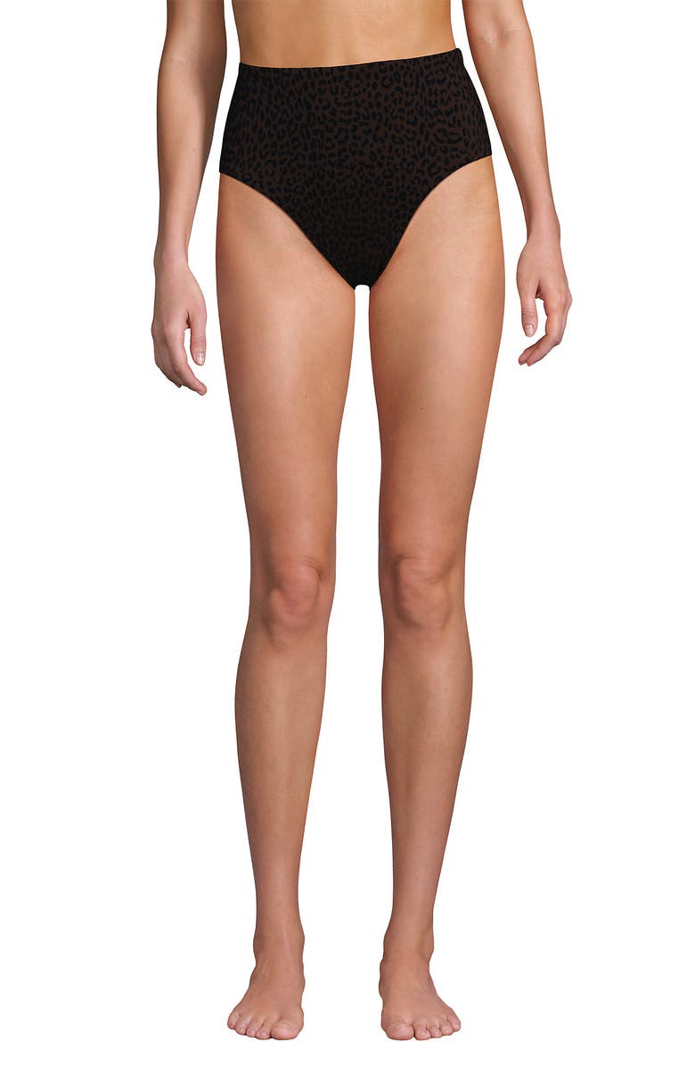 Lands' End Cheeky High Waisted Bikini Bottoms, Main, color, Brown Leopard