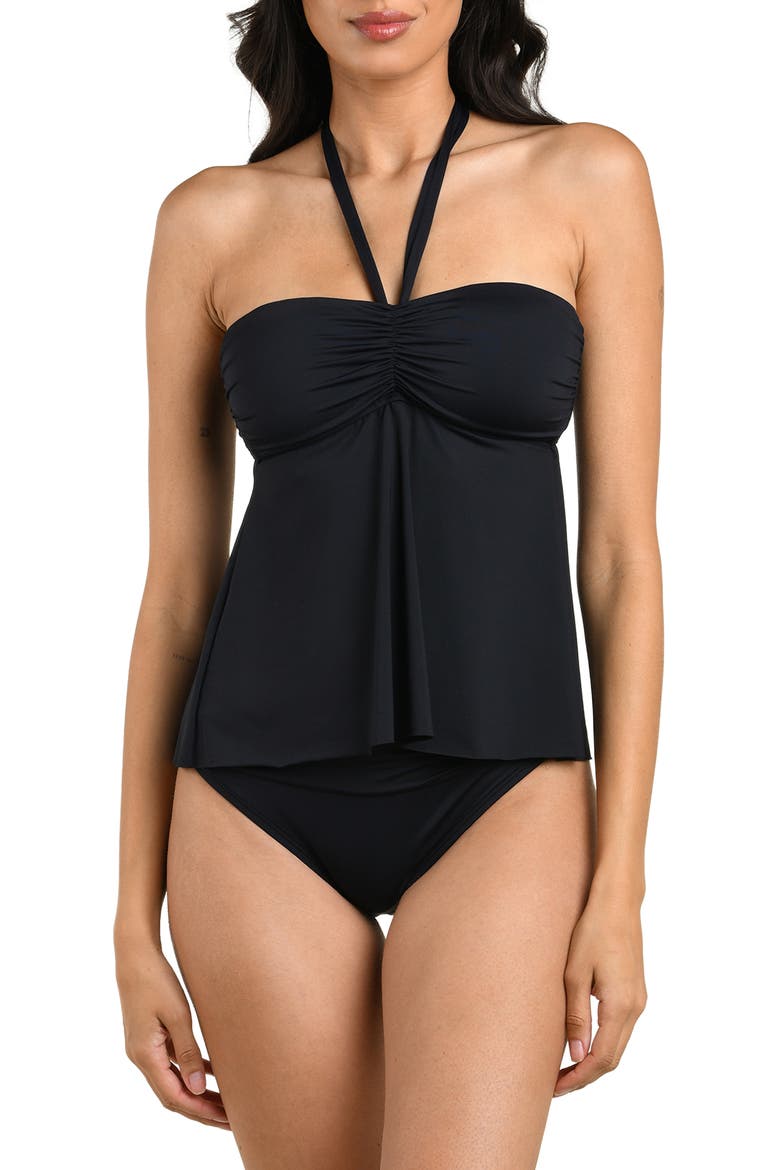 Island Flyaway Tankini Top, Alternate, color, BLACK