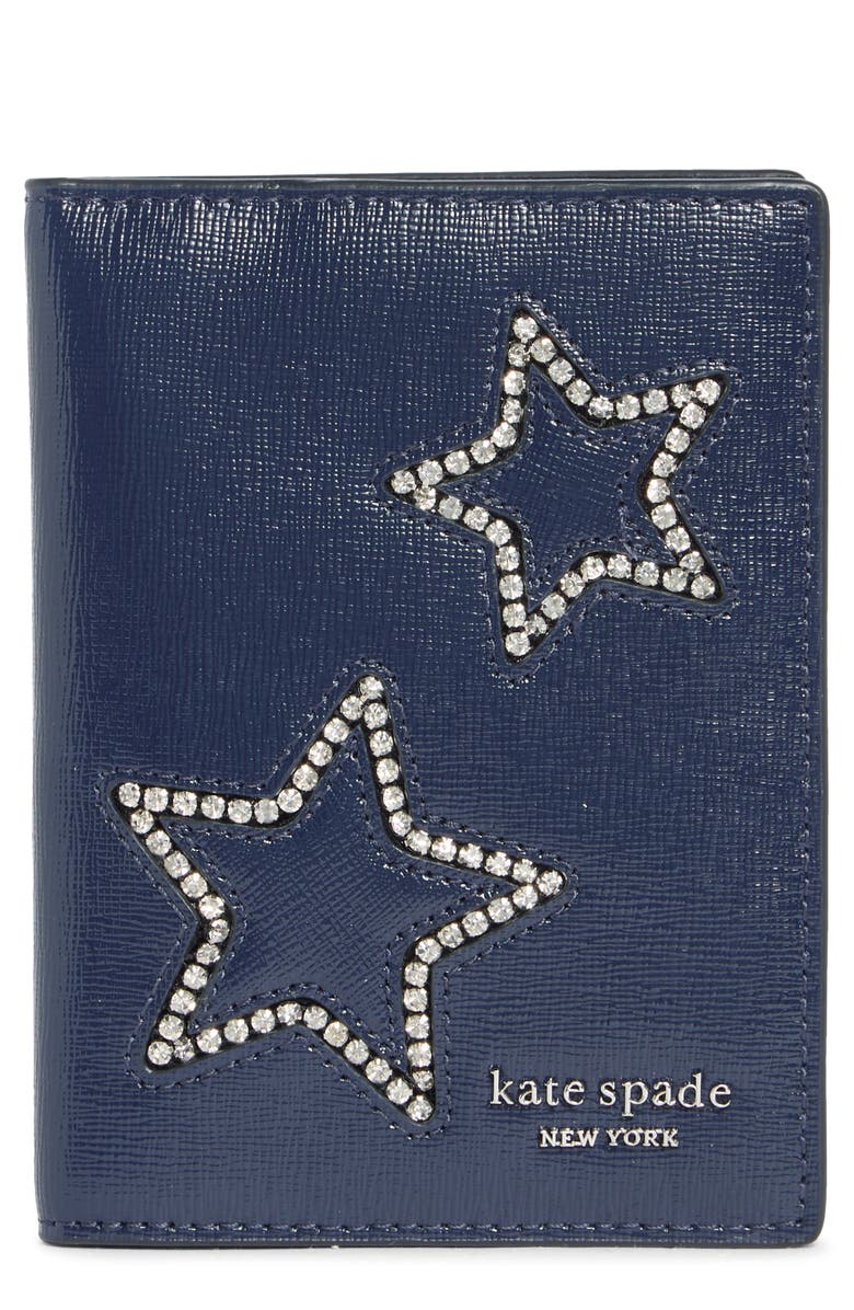 Kate Spade New York starlight patent bifold, Main, color, Navy Multi