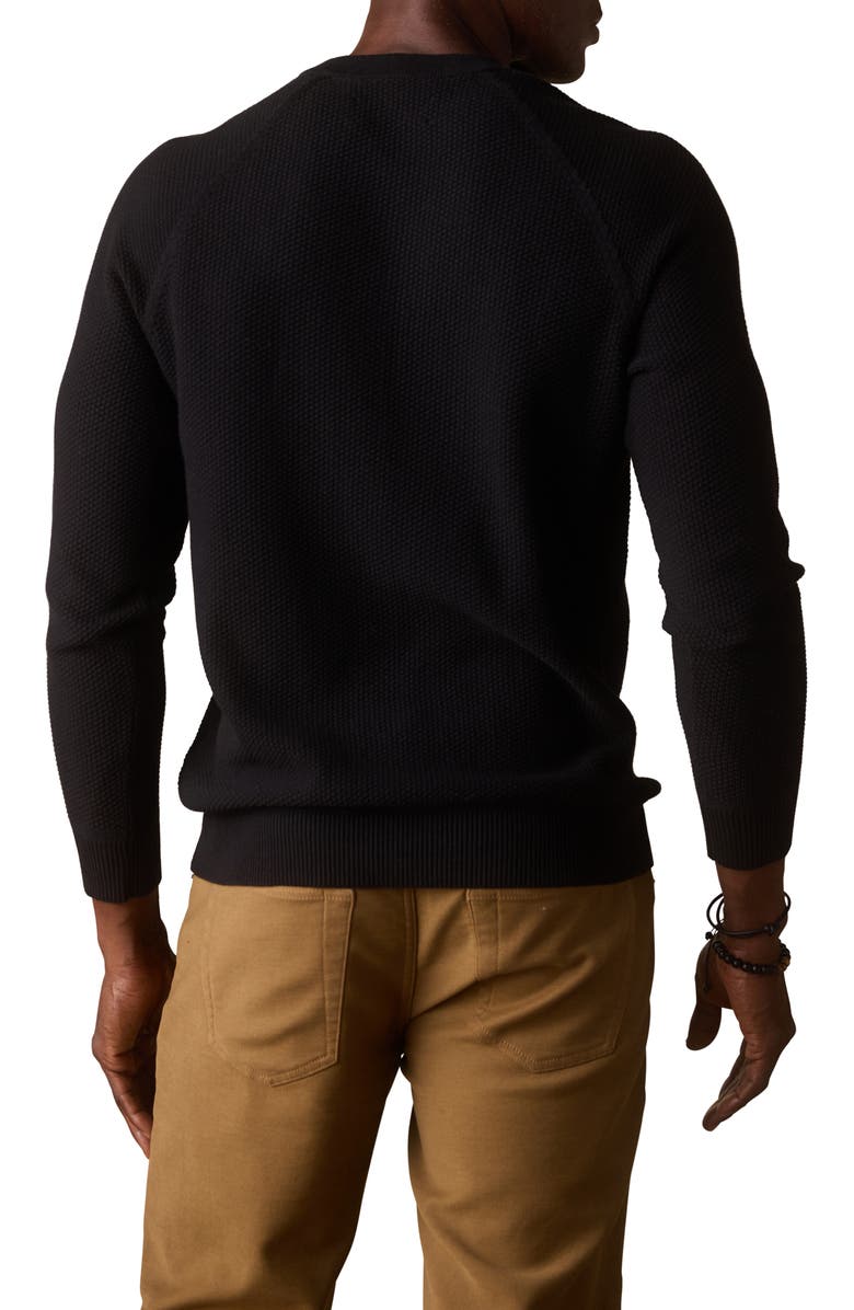 The Normal Brand Textured Cotton Blend Henley Sweater, Alternate, color, Black