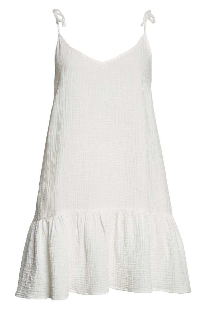Easy Organic Cotton Gauze Slipdress, Alternate, color, WHITE