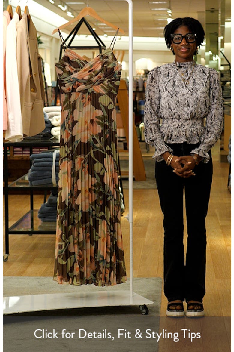 Floral Print Pleated Chiffon Gown video