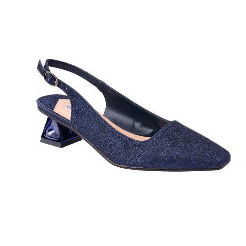 Lady Couture Jewel Heel Slingback Pump In Navy