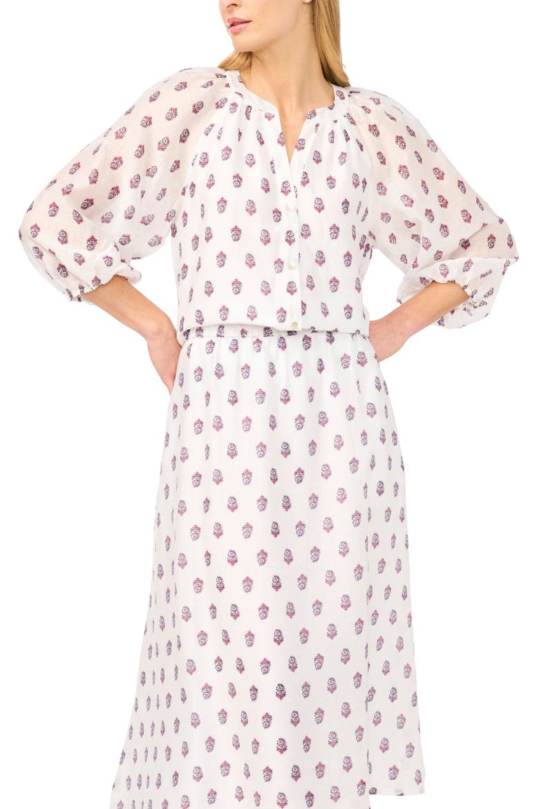 Floral Raglan Sleeve Button-Up Shirt, Main, color, CALYPSO CORAL