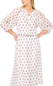 Halogen® Floral Raglan Sleeve Button-Up Shirt